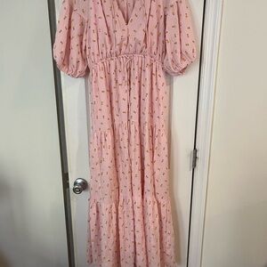 Petal & Pup Pink Floral Puff-Sleeve Tiered Maxi Dress